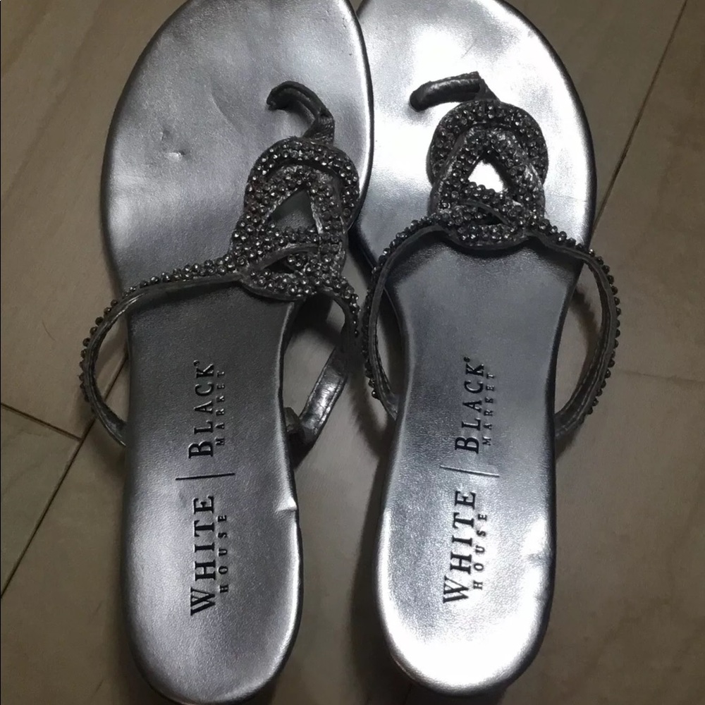 WHITE HOUSE BLACK MARKET Silver Sandal, Size 8